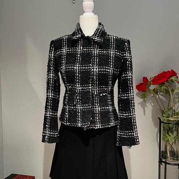 NEW Body Victoria's Secret Wool Windowpane Timeless Classic Plaid Blazer Jacket - Picture 16 of 16